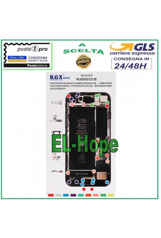 TAPPETO ISCREWS PAD MAGNETICO ILLUSTRATO PER SMONTAGGIO VITI APPLE IPHONE 8 TAPPETO ISCREWS PAD MAGNETICO ILLUSTRATO PER SMONTAGGIO VITI APPLE IPHONE 8