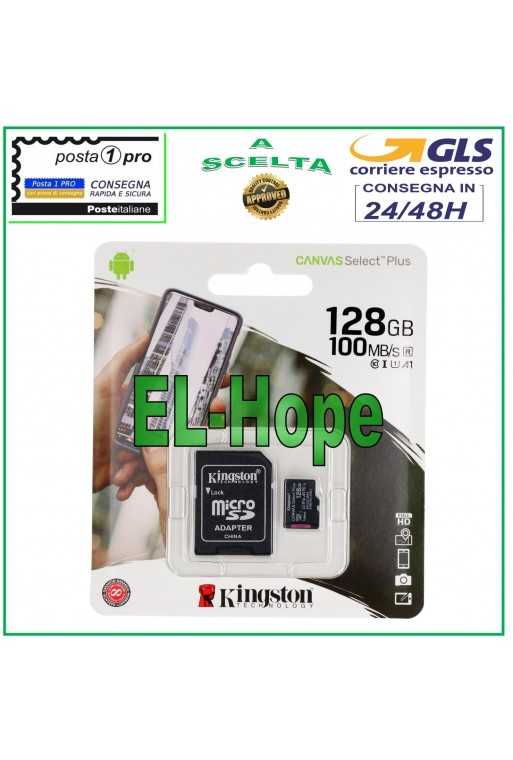 MICRO SD ORIGINALE KINGSTON 128 GB 100MB/s MEMORY CARD SCHEDA DI MEMORIA ESTERNA MICRO SD ORIGINALE KINGSTON 128 GB 100MB/s MEMORY CARD SCHEDA DI MEMORIA ESTERNA