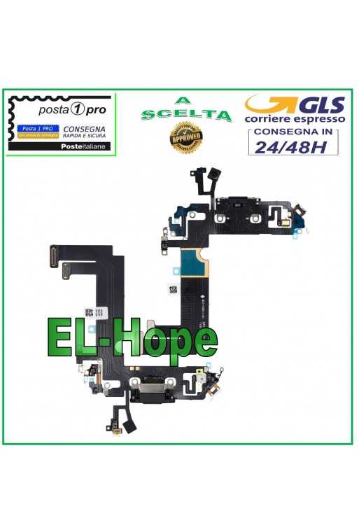 CONNETTORE RICARICA PER APPLE iPhone 12 MINI FLAT FLEX MICROFONO CARICA USB NERO CONNETTORE RICARICA PER APPLE iPhone 12 MINI FLAT FLEX MICROFONO CARICA USB NERO
