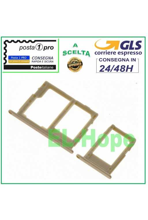 SLOT CARRELLO VANO PORTA NANO SIM SCHEDA SD SAMSUNG GALAXY J7 SM J730 F 2017 ORO
