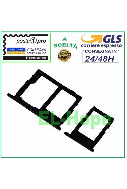 SLOT CARRELLO VANO PORTA NANO SIM MICRO SD SAMSUNG GALAXY J7 SM J730 F 2017 NERO