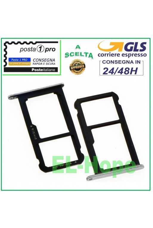 SLOT CARRELLO VANO SCHEDA NANO SIM + MICRO SD HUAWEI P10 VTR-L09 L10 L29 SILVER