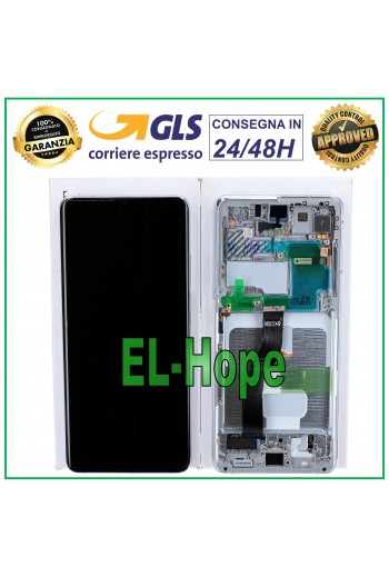 DISPLAY LCD FRAME ORIGINALE SAMSUNG GALAXY S21 ULTRA SM-G998 TOUCH SCREEN SILVER