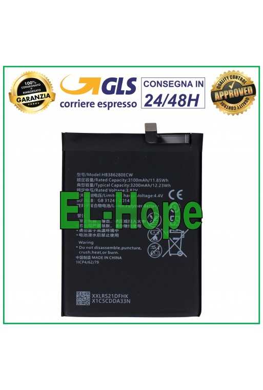 BATTERIA HB386280ECW PER HUAWEI P10 VTR L09 AL00 L10 L29 3200 mAh PARI ORIGINALE