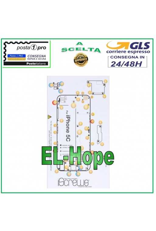 ISCREWS MAPPA ALLOGGIO VITI PAD ILLUSTRATO PER SMONTAGGIO APPLE IPHONE 5C ISCREWS MAPPA ALLOGGIO VITI PAD ILLUSTRATO PER SMONTAGGIO APPLE IPHONE 5C