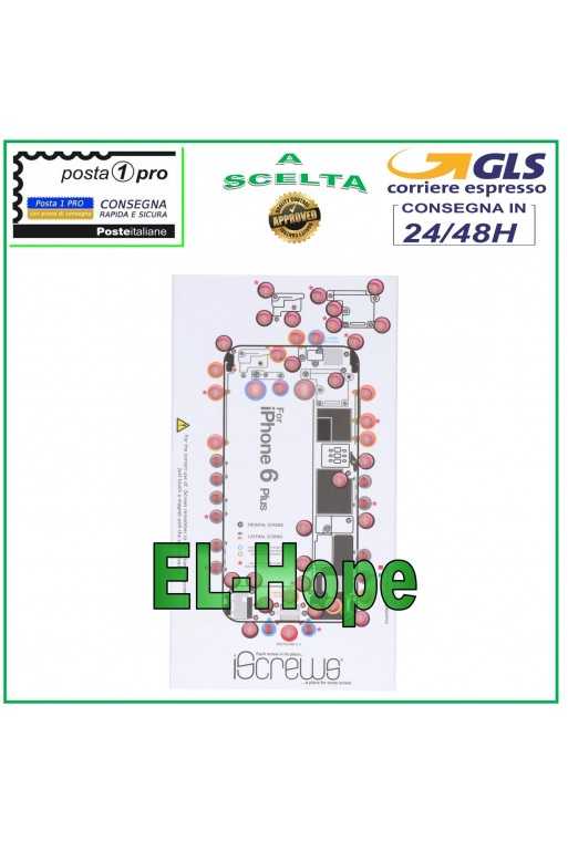 ISCREWS MAPPA ALLOGGIO VITI PAD ILLUSTRATO PER SMONTAGGIO APPLE IPHONE 6 PLUS ISCREWS MAPPA ALLOGGIO VITI PAD ILLUSTRATO PER SMONTAGGIO APPLE IPHONE 6 PLUS