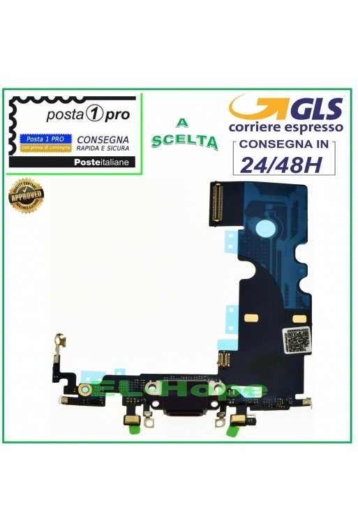 CONNETTORE RICARICA APPLE iPhone 8 FLAT FLEX MICROFONO ANTENNA DOCK CARICA NERO CONNETTORE RICARICA APPLE iPhone 8 FLAT FLEX MICROFONO ANTENNA DOCK CARICA NERO